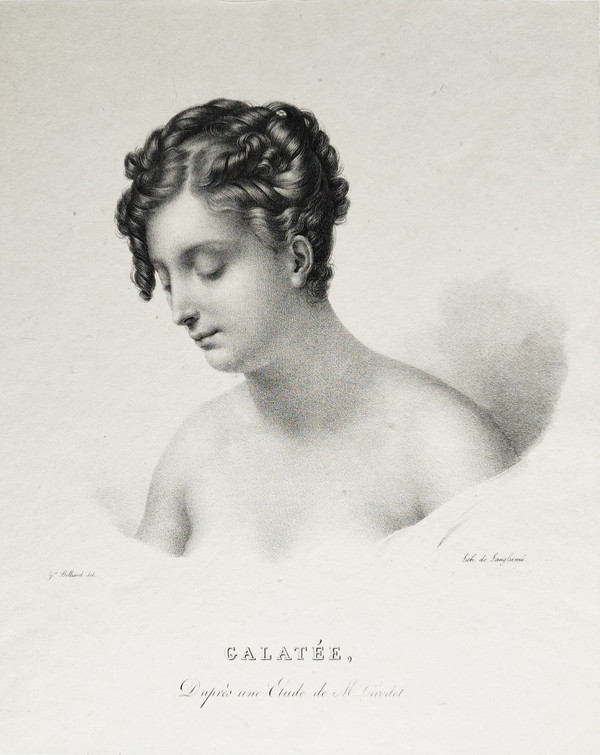 Galatea Greek Mythology Lithograph After Girodet-trioson  19th C Old Print