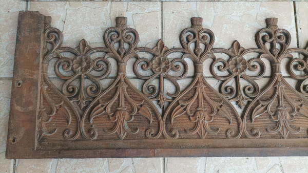 Lot de 3 balconnières garde-corps style gothique en fonte 19ème