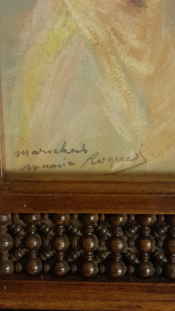 Kleines, hochwertiges Pastell eines orientalischen Mädchens