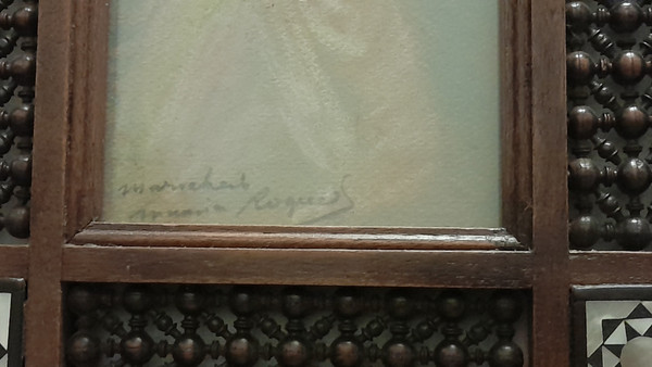 Kleines, hochwertiges Pastell eines orientalischen Mädchens