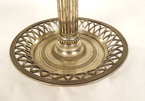 Lampe Bouillotte 3 Feux Bronze Argenté Têtes Béliers Boucs Palmettes XIXème