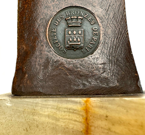 Van der Straeten -Buste en bronze femme au chapeau tricorne 
