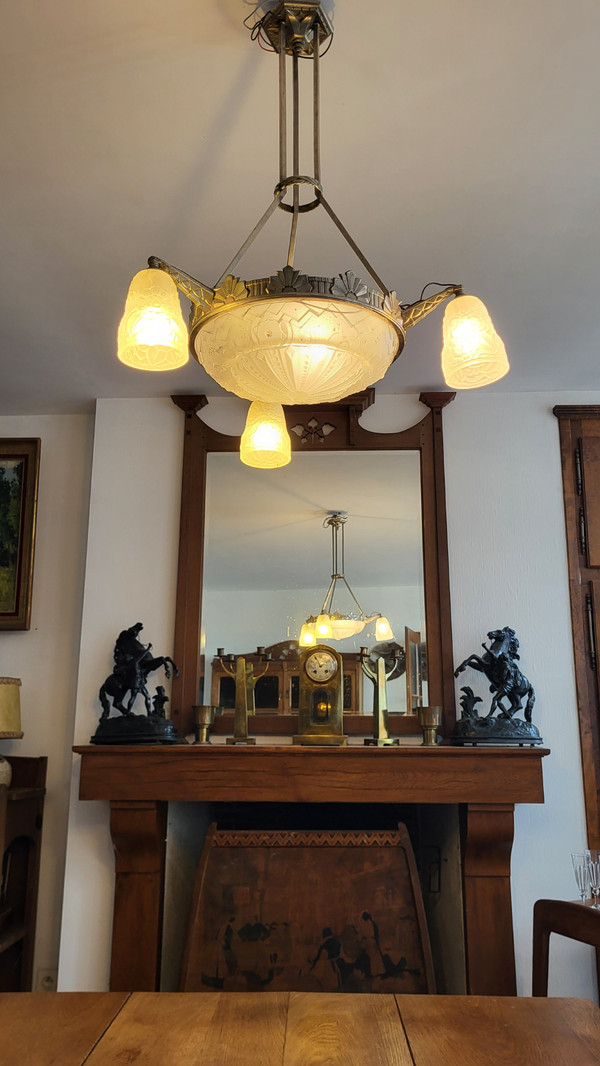 Art Deco chandelier Muller Frères Lunéville 1930