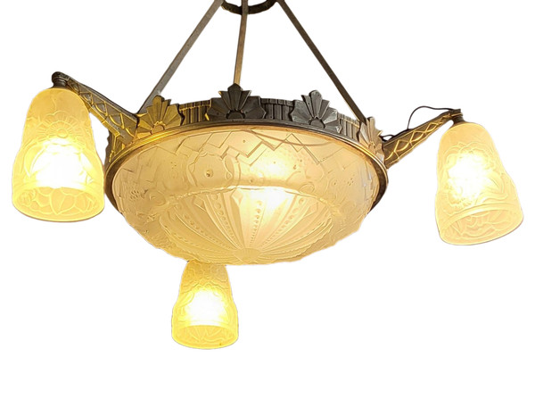 Art Deco chandelier Muller Frères Lunéville 1930