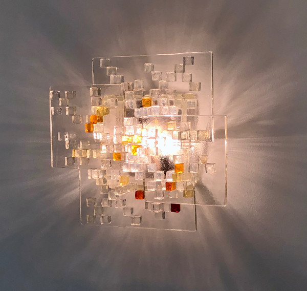  Applique en verre de Murano par Albano Poli pour Poliarte, Italie années 70