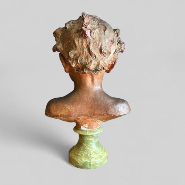 Jean Baptiste Champeil (1866-1913) Buste En Terre Signé Daté 1905 - Jeune Garçon 