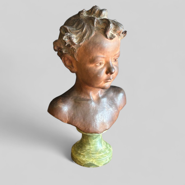 Jean Baptiste Champeil (1866-1913) Buste En Terre Signé Daté 1905 - Jeune Garçon 
