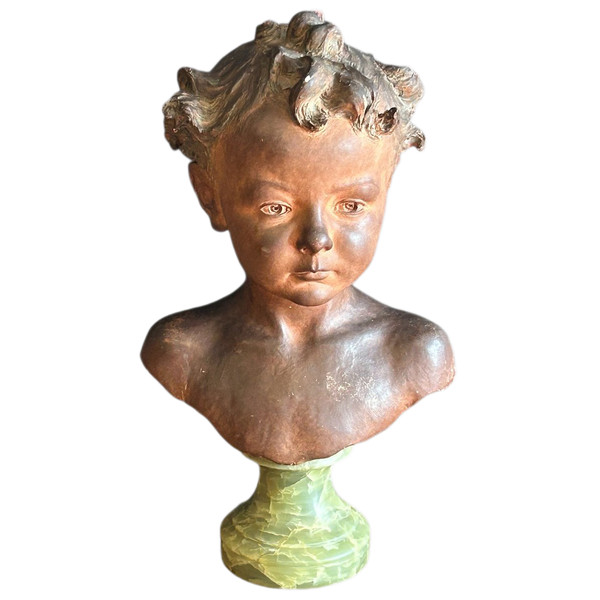 Jean Baptiste Champeil (1866-1913) Buste En Terre Signé Daté 1905 - Jeune Garçon 