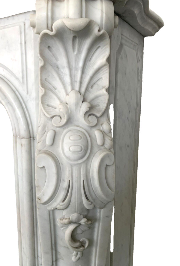 Kamin im Louis XV-Stil aus weißem Carrara-Marmor