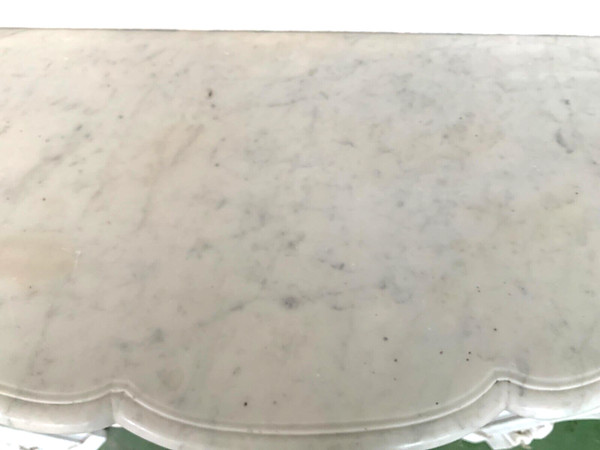 Kamin im Louis XV-Stil aus weißem Carrara-Marmor