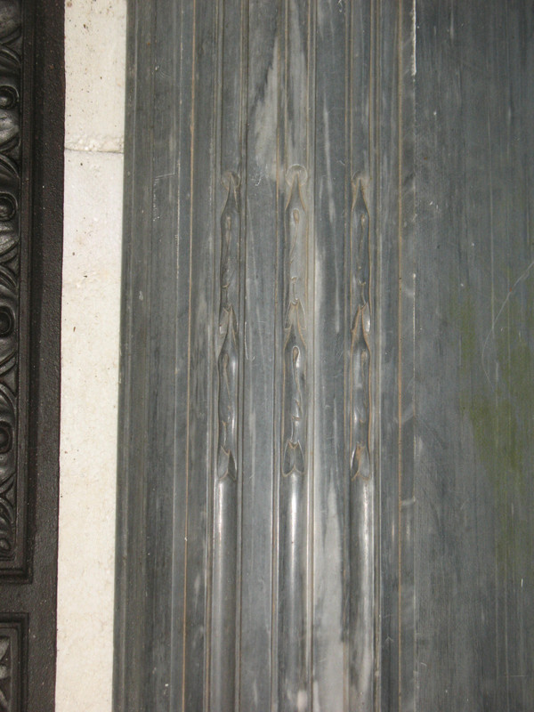 Louis XVI period fireplace in Turquin blue marble complete with its 18th century cast iron hearth 