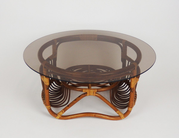 Table Basse En Rotin Et Verre