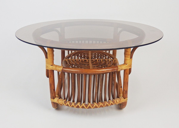 Table Basse En Rotin Et Verre