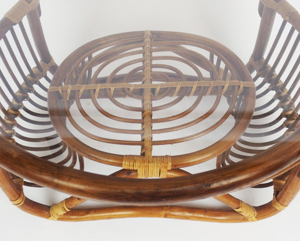 Table Basse En Rotin Et Verre