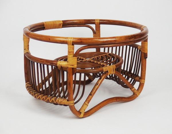 Table Basse En Rotin Et Verre