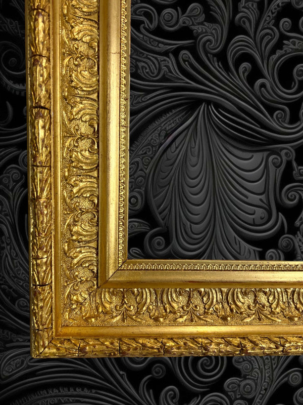 ANTIQUE LOUIS XVI STYLE WOOD AND GILT STUCCO FRAME FOR PAINTING 50 CM X 40 CM