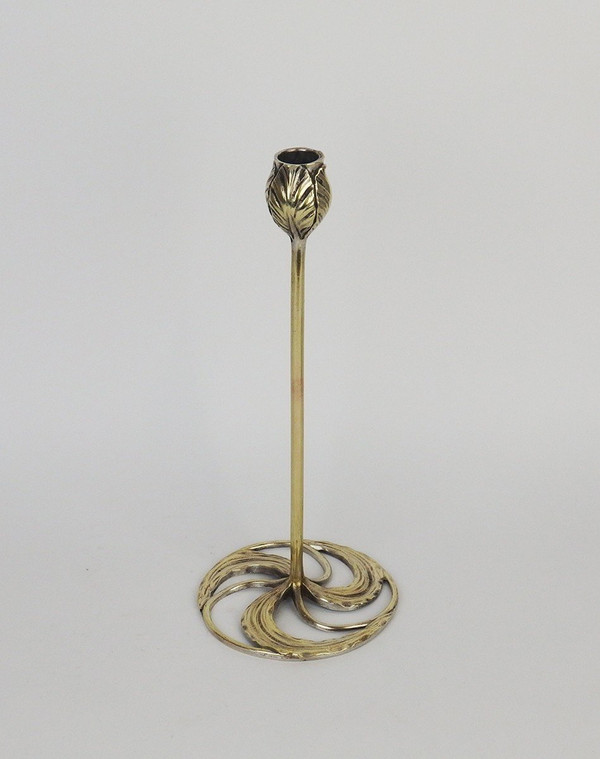 Pair of Art Nouveau Bronze Candlesticks by Abel Landry