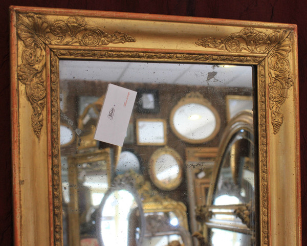 37 X 46 Cm, Piccolo Specchio Antico Rettangolare Dorato, Vetro Mercurio