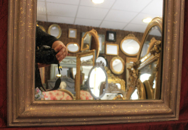 50 X 62 Cm Small Louis Philippe Mirror Patina And Shards Of Gold Leaf, Mercury Ice