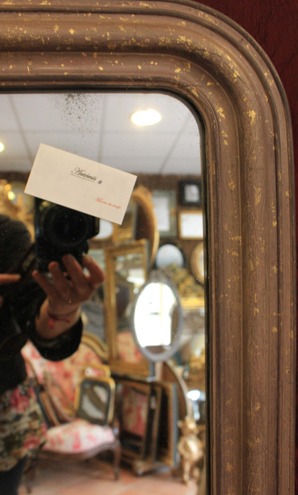 50 X 62 Cm Small Louis Philippe Mirror Patina And Shards Of Gold Leaf, Mercury Ice