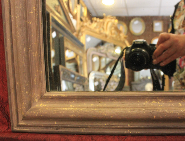 50 X 62 Cm Small Louis Philippe Mirror Patina And Shards Of Gold Leaf, Mercury Ice