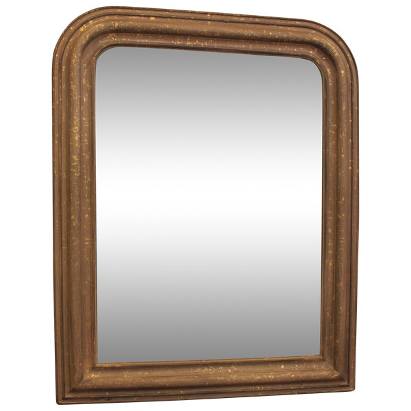 50 X 62 Cm Small Louis Philippe Mirror Patina And Shards Of Gold Leaf, Mercury Ice