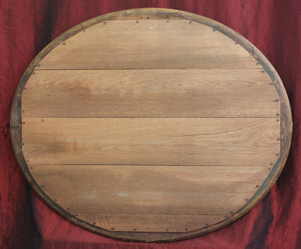 71 X 87 Cm Large Oval Gold Leaf Medallion Mirror Louis Philippe Perlé