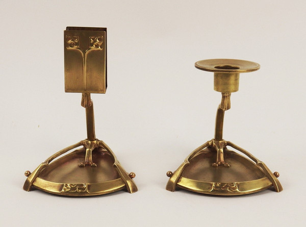 Candlestick and Match Holder 1900 Jugendstil