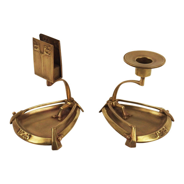 Candlestick and Match Holder 1900 Jugendstil