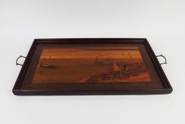 Intarsientablett „Maritime Landschaft“
