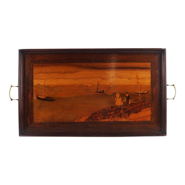 Intarsientablett „Maritime Landschaft“