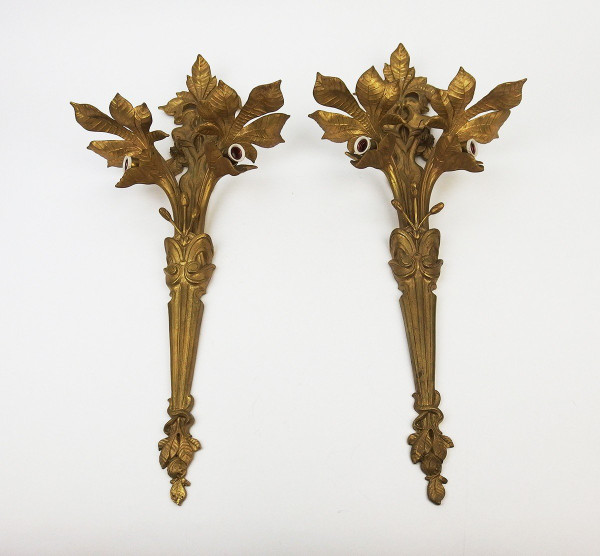 Paire d'Appliques Art Nouveau En Bronze dans le style de Bouval