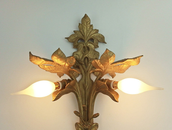 Paire d'Appliques Art Nouveau En Bronze dans le style de Bouval