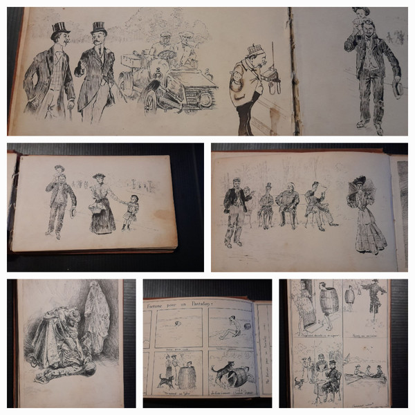 A. Taccuino TINTELLIER di disegni a inchiostro dell'inizio del XX secolo 