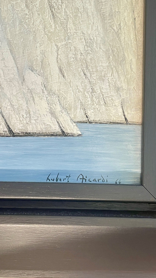 Hubert Aicardi (1922 – 1991), Die Klippen von Piana. Öl auf Leinwand, datiert 1964 