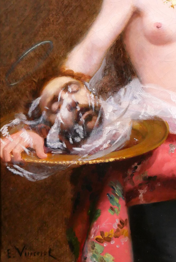 Eugène-Méry VINCENT 1869-1906 Salomé con la testa di Jean-Baptiste, pittura, nudo di donna, Bretagna