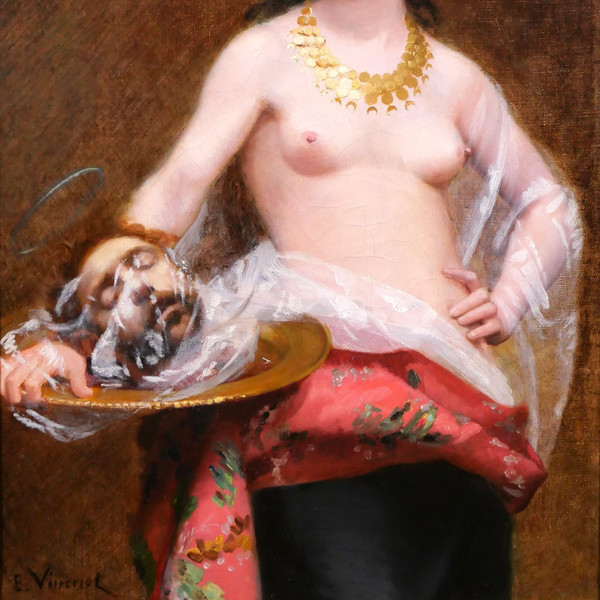 Eugène-Méry VINCENT 1869-1906 Salomé con la testa di Jean-Baptiste, pittura, nudo di donna, Bretagna