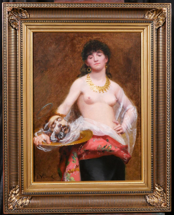 Eugène-Méry VINCENT 1869-1906 Salomé con la testa di Jean-Baptiste, pittura, nudo di donna, Bretagna
