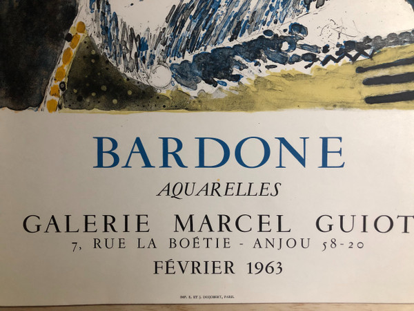 Affiche Bardone Galerie marcel Guiot 1963