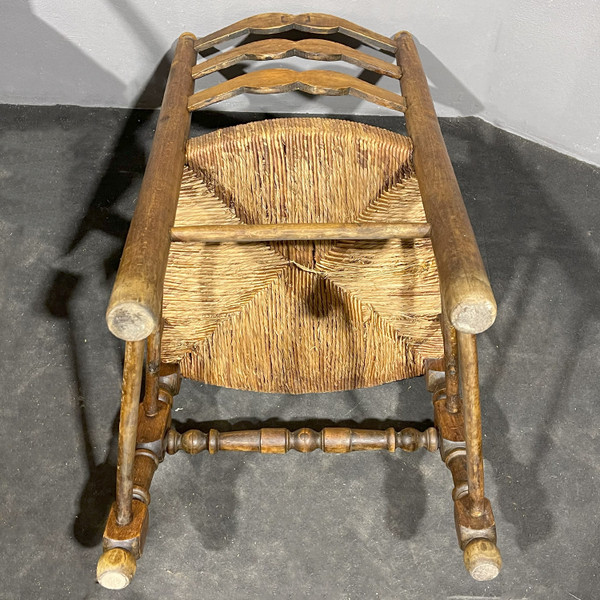 Provencal armchairs with ladder back and rattan seat