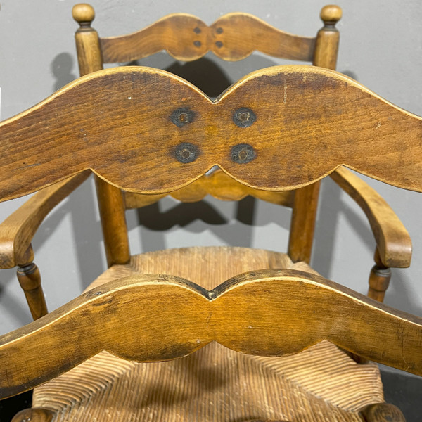 Provencal armchairs with ladder back and rattan seat