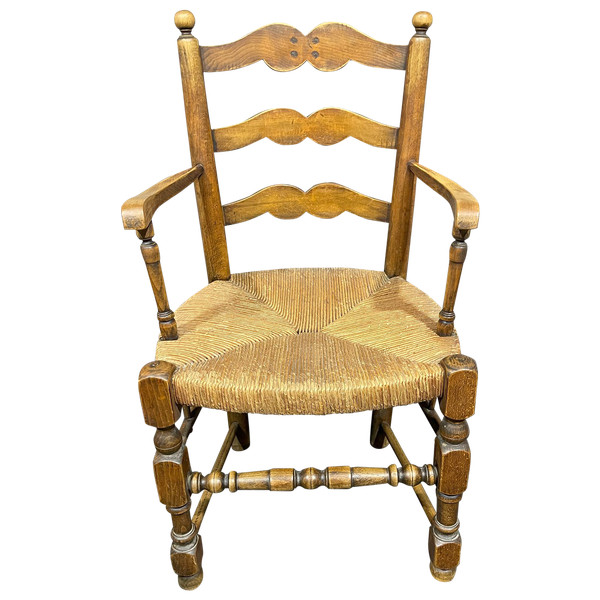 Provencal armchairs with ladder back and rattan seat