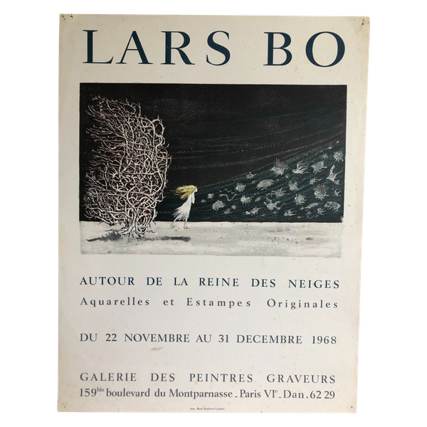 Poster Lars Bo Around the snows Gallery of painters and engravers 1968 Paris