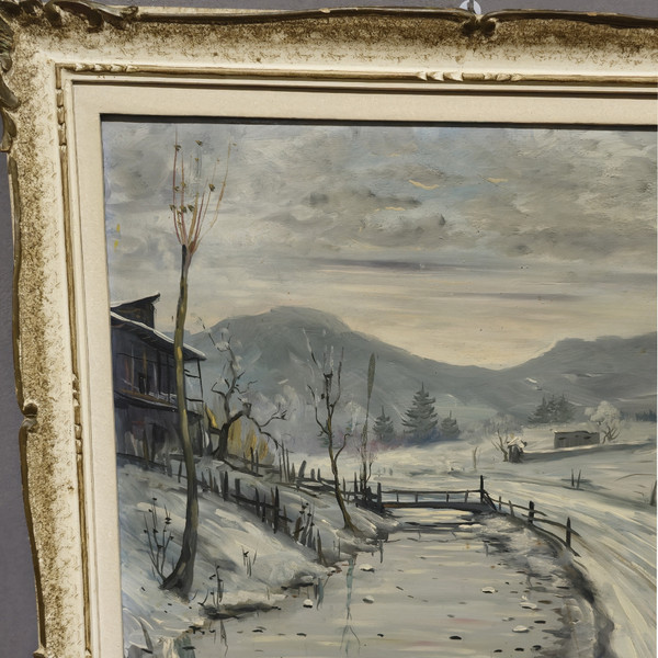 Snow in Nese Oil painting Pino Buelli