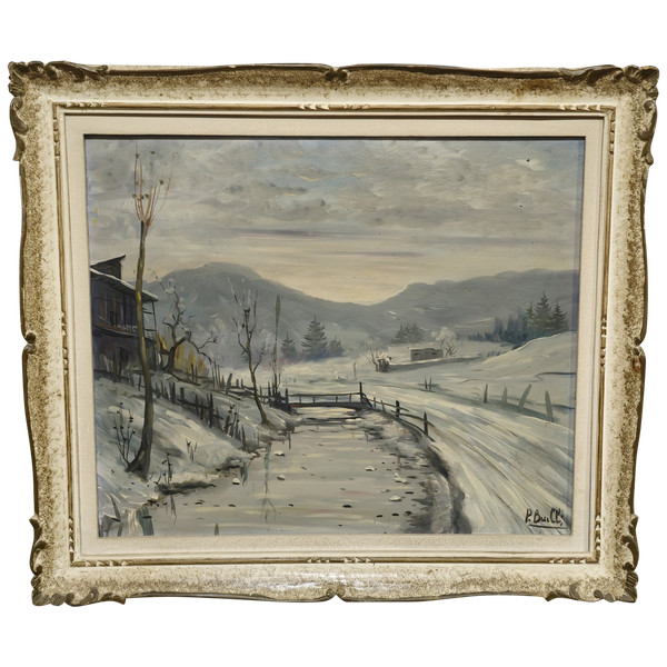 Snow in Nese Oil painting Pino Buelli