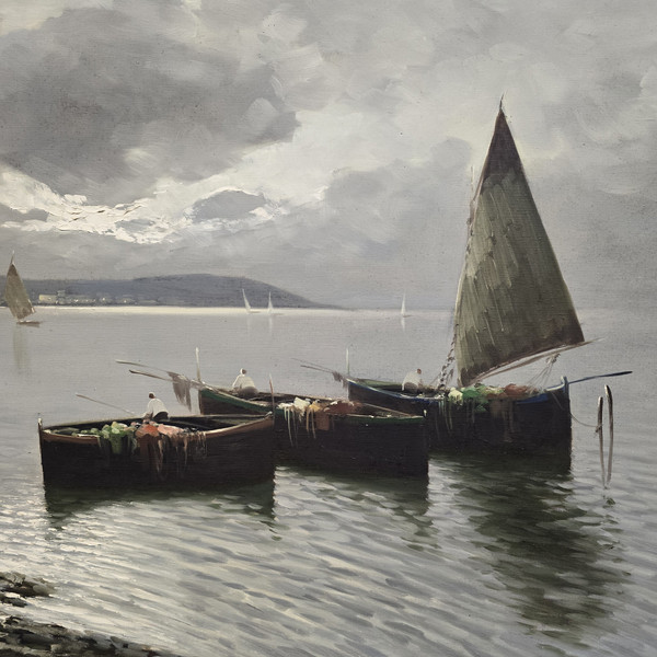 Antique painting DE LUCA sailing boats