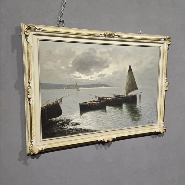 Antique painting DE LUCA sailing boats