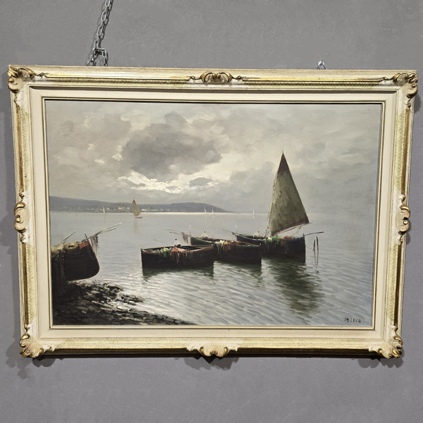 Antique painting DE LUCA sailing boats