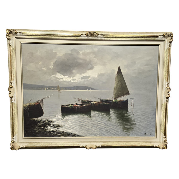 Antique painting DE LUCA sailing boats