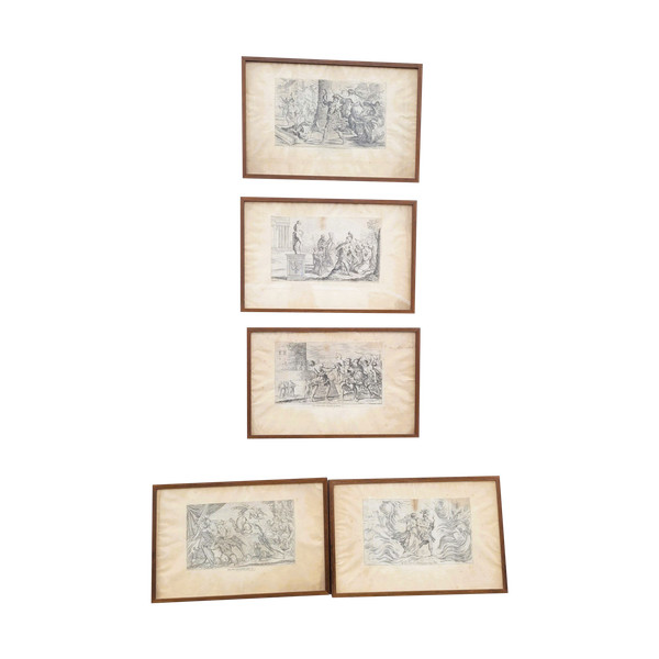 Aeneid After Mitelli And Carracci, Framed Engravings, 18th Century